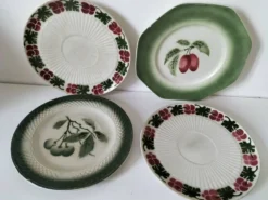 4 assiettes à dessert fruits d’été vintage