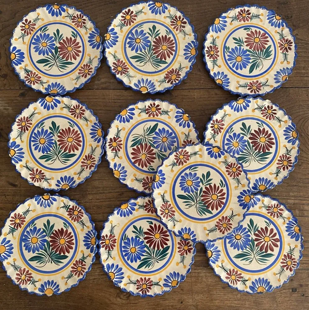 Assiettes à dessert Henriot Quimper , Faïence peinte à la main