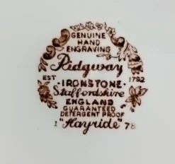 6 assiettes dessert marron et blanche Ridgway "Hayride", Staffordshire Iron