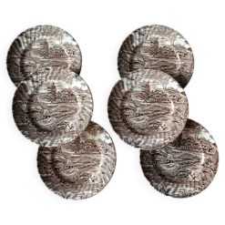 6 assiettes dessert marron et blanche Ridgway
