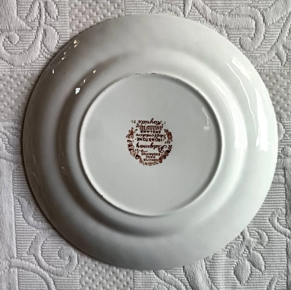 6 assiettes dessert marron et blanche Ridgway "Hayride", Staffordshire Iron