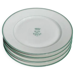 4 assiettes à dessert monogrammées
