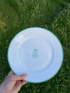 4 assiettes à dessert monogrammées