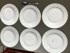 6 Assiettes dessert motif tressage jaune et noir