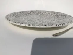 10 Assiettes dessert mouchetées gris noir
