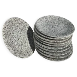10 Assiettes dessert mouchetées gris noir