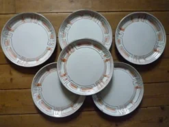 Assiettes à dessert Niderviller 1960 grés émaillé , modèle Maille