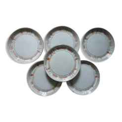 Assiettes à dessert Niderviller 1960 grés émaillé , modèle Maille