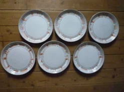 Assiettes à dessert Niderviller 1960 grés émaillé , modèle Maille