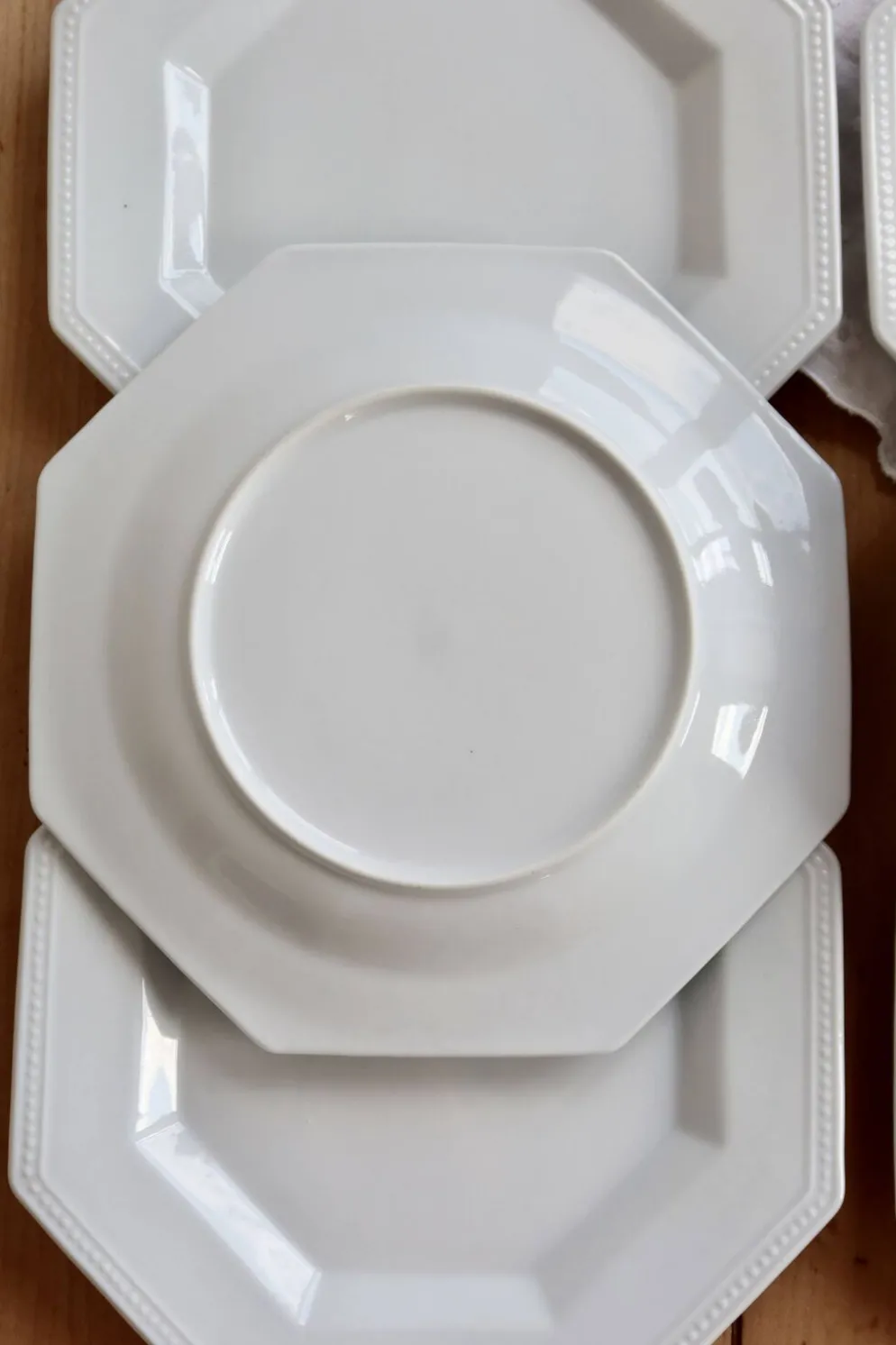6 assiettes à dessert porcelaine vintage octogonale perlées