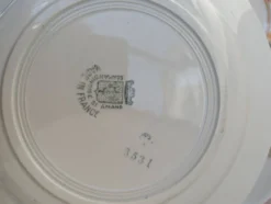 10 assiettes à dessert Saint Amand Amandinoise frise fleurs orange et noire