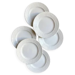 6 assiettes à dessert St Amand en faïence blanche