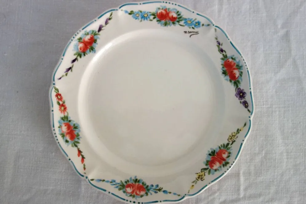 6 assiettes à dessert vintage décor main Villeroy & Boch