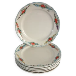 6 assiettes à dessert vintage décor main Villeroy & Boch