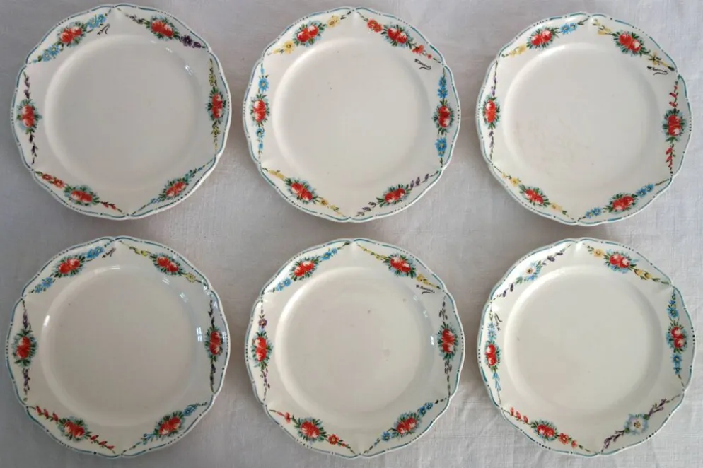 6 assiettes à dessert vintage décor main Villeroy & Boch