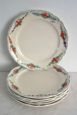 6 assiettes à dessert vintage décor main Villeroy & Boch