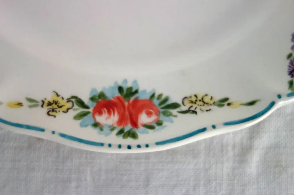 6 assiettes à dessert vintage décor main Villeroy & Boch