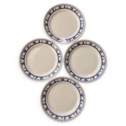 4 assiettes à dessert vintage en faïence motif fleuri