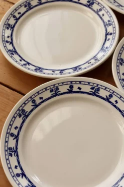 4 assiettes à dessert vintage en faïence motif fleuri