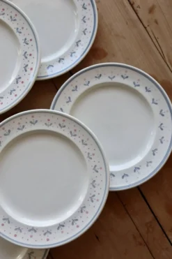 6 assiettes à dessert vintage estampillées Longchamp liseré fleuri