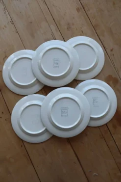 6 assiettes à dessert vintage estampillées Longchamp liseré fleuri