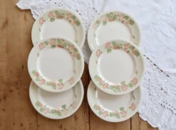 6 assiettes à dessert vintage faïence anglaise Oxford motif fleuri