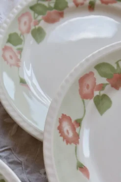 6 assiettes à dessert vintage faïence anglaise Oxford motif fleuri