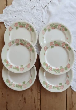 6 assiettes à dessert vintage faïence anglaise Oxford motif fleuri