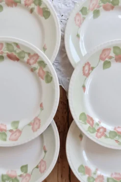 6 assiettes à dessert vintage faïence anglaise Oxford motif fleuri
