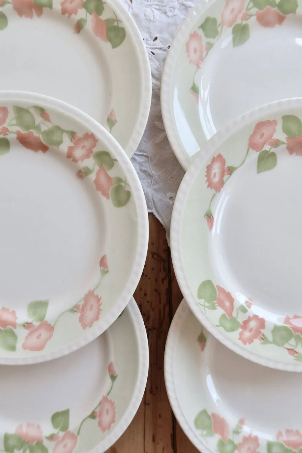 6 assiettes à dessert vintage faïence anglaise Oxford motif fleuri