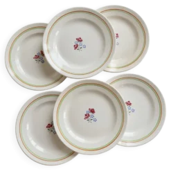 6 assiettes à dessert vintage faïence Saint-Amandinoise Saint-Amand modèle