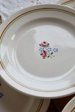 6 assiettes à dessert vintage faïence Saint-Amandinoise Saint-Amand modèle