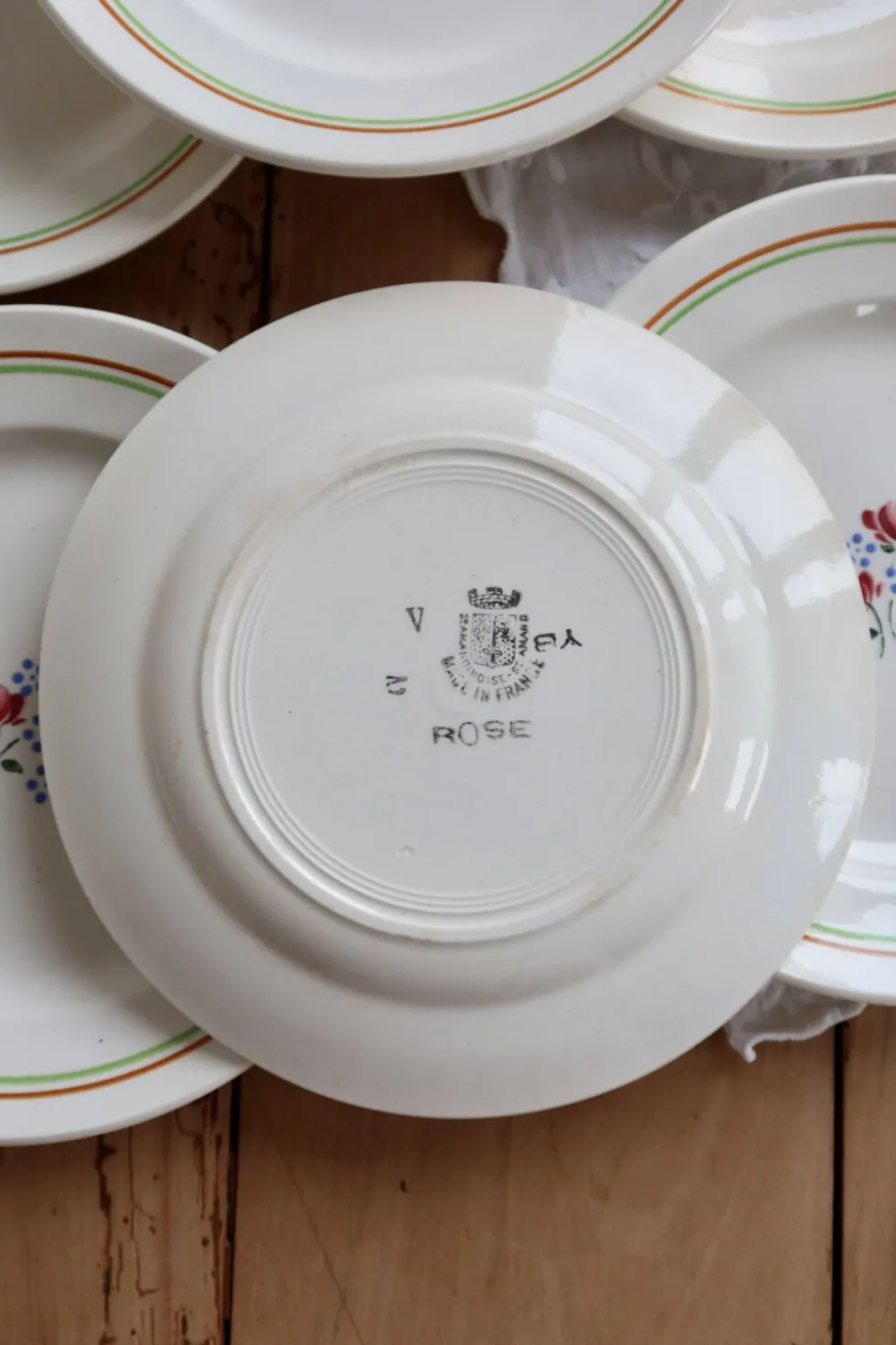 6 assiettes à dessert vintage faïence Saint-Amandinoise Saint-Amand modèle