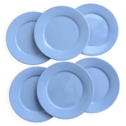 6 assiettes à dessert vintage faïence bleu ciel – Style provençal coastal