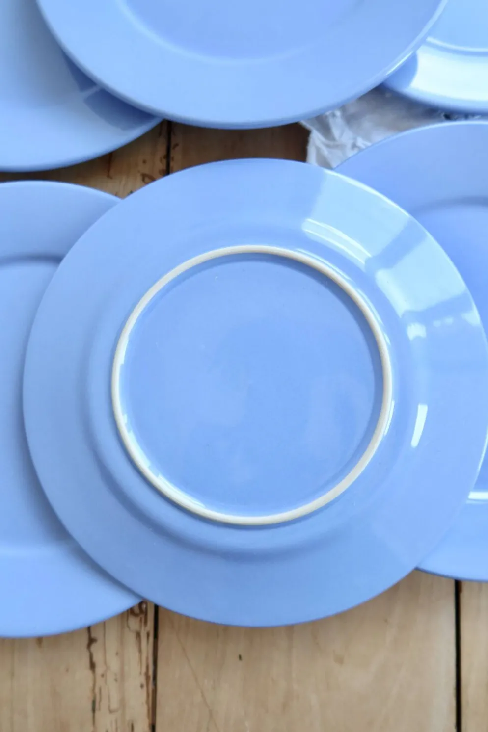 6 assiettes à dessert vintage faïence bleu ciel – Style provençal coastal