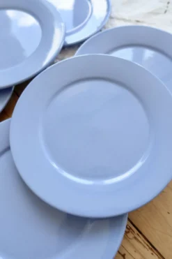 6 assiettes à dessert vintage faïence bleu ciel – Style provençal coastal