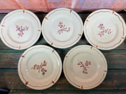 5 assiettes dessert vintage à fleurs