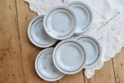 6 assiettes à dessert vintage Moulin des loups modèle Caruso – Faïence bleu