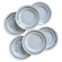 6 assiettes à dessert vintage Moulin des loups modèle Caruso – Faïence bleu