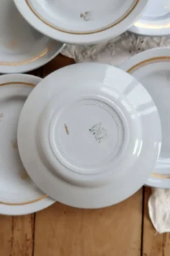 6 assiettes à dessert vintage Moulin des loups modèle Caruso – Faïence bleu