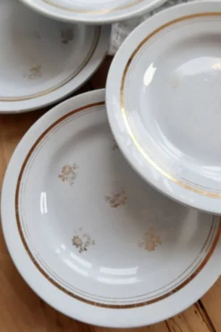 6 assiettes à dessert vintage Moulin des loups modèle Caruso – Faïence bleu