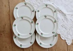 6 assiettes à dessert vintage porcelaine Table et Couleurs modèle Framboise