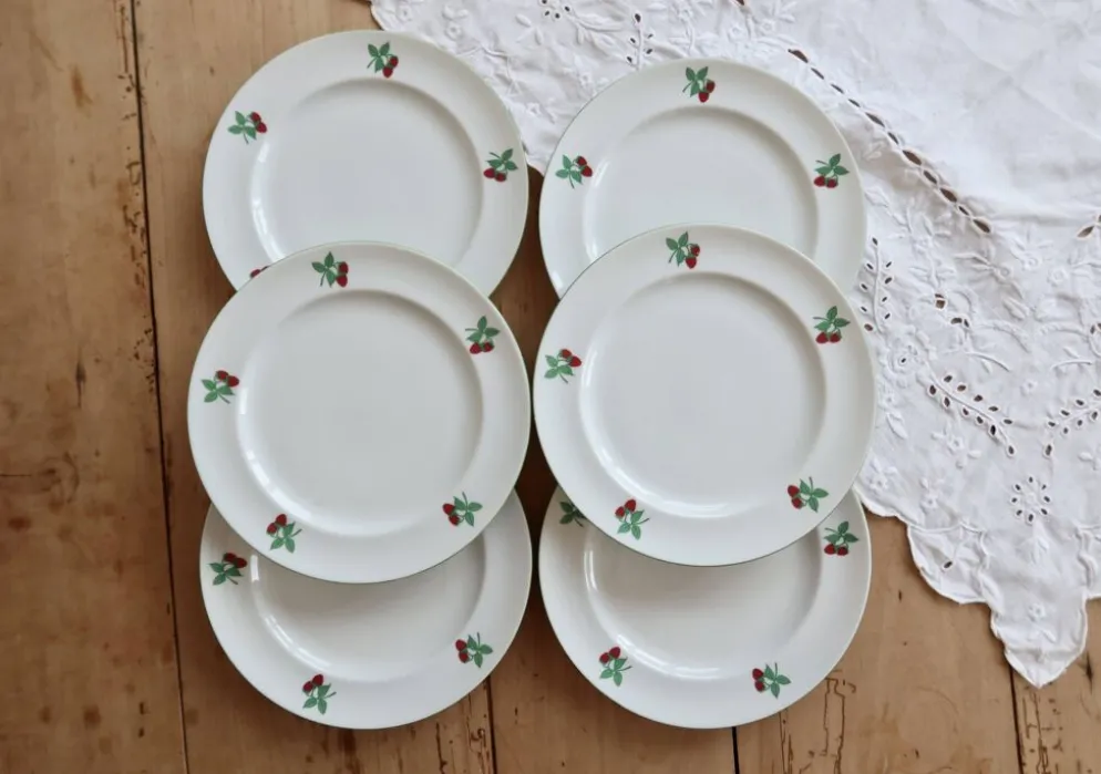 6 assiettes à dessert vintage porcelaine Table et Couleurs modèle Framboise