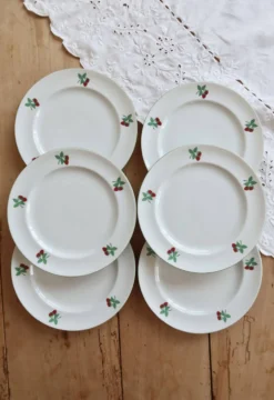 6 assiettes à dessert vintage porcelaine Table et Couleurs modèle Framboise