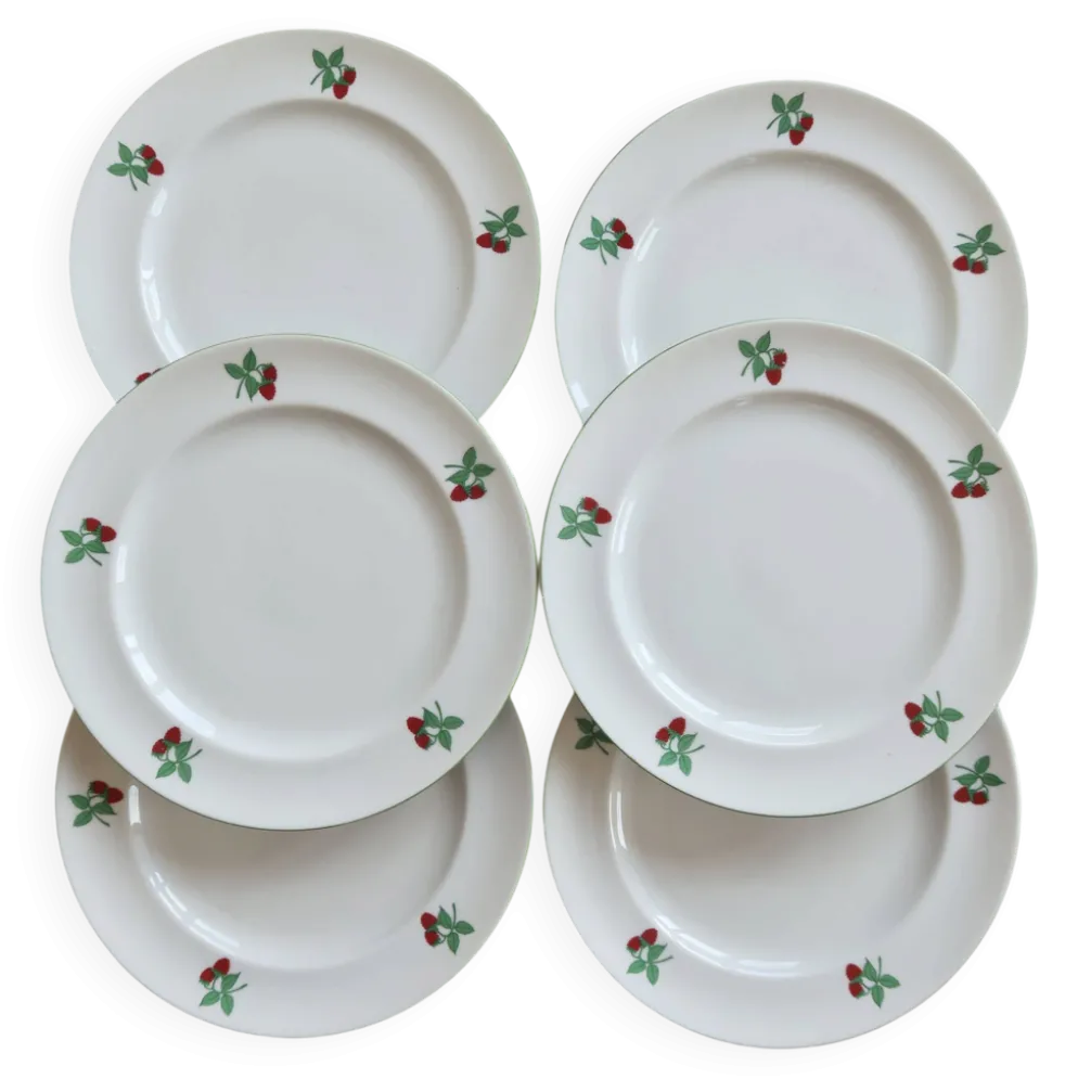 6 assiettes à dessert vintage porcelaine Table et Couleurs modèle Framboise