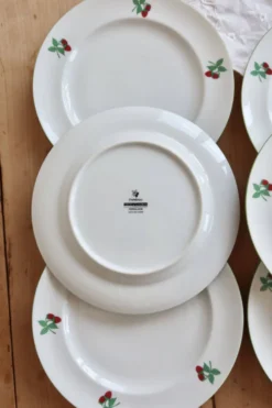 6 assiettes à dessert vintage porcelaine Table et Couleurs modèle Framboise