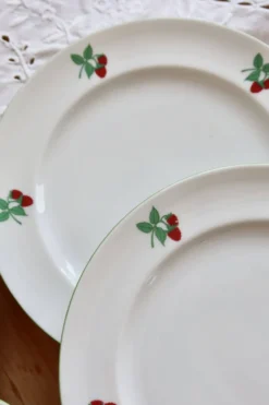 6 assiettes à dessert vintage porcelaine Table et Couleurs modèle Framboise