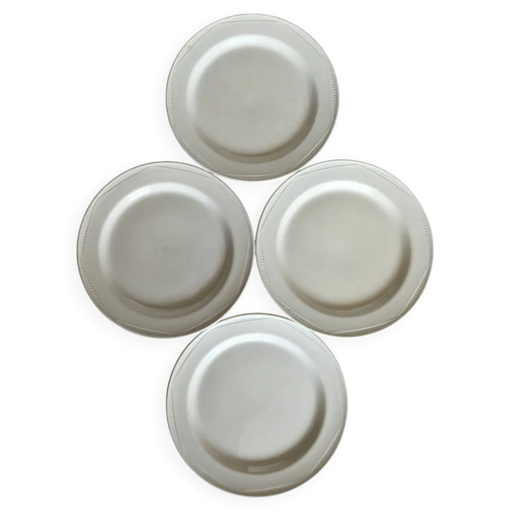 4 assiettes à dessert vintage porcelaine anglaise liseré perlé