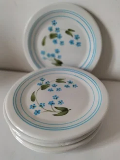 6 assiettes à dessert vintage Quadrifoglio italiennes décor myosotis