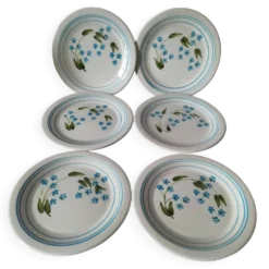 6 assiettes à dessert vintage Quadrifoglio italiennes décor myosotis